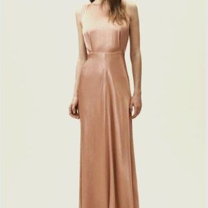 Ghost London blush satin Alexia bias-cut gown S